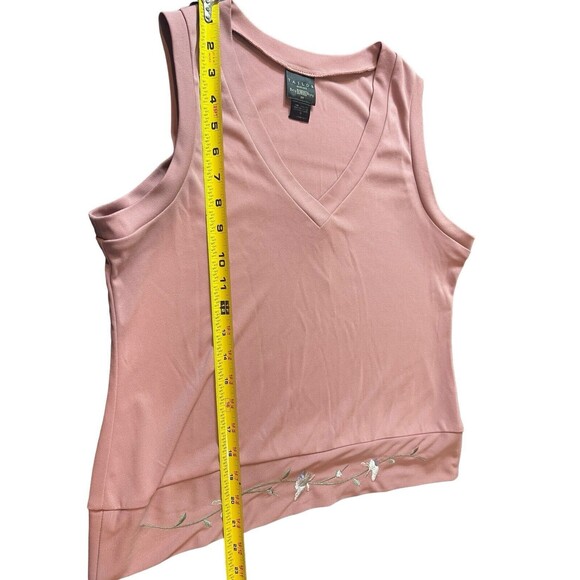 VTG Bmoss Pink Sleeveless V-neck Floral Embroidered Stretch M Top - Picture 6 of 8